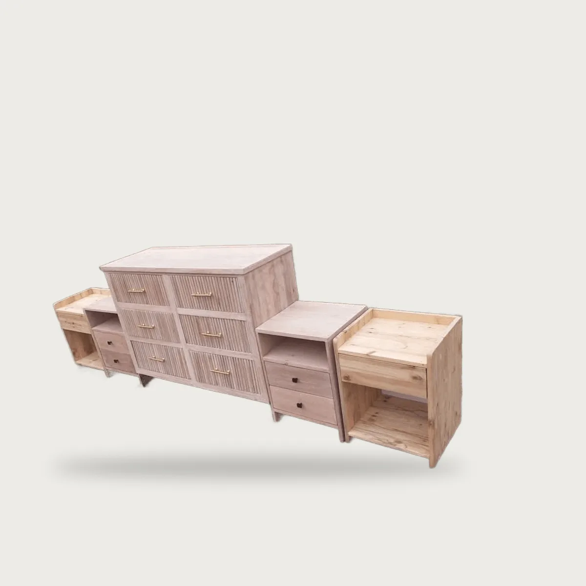 Chest & pedestals set, with dimensions